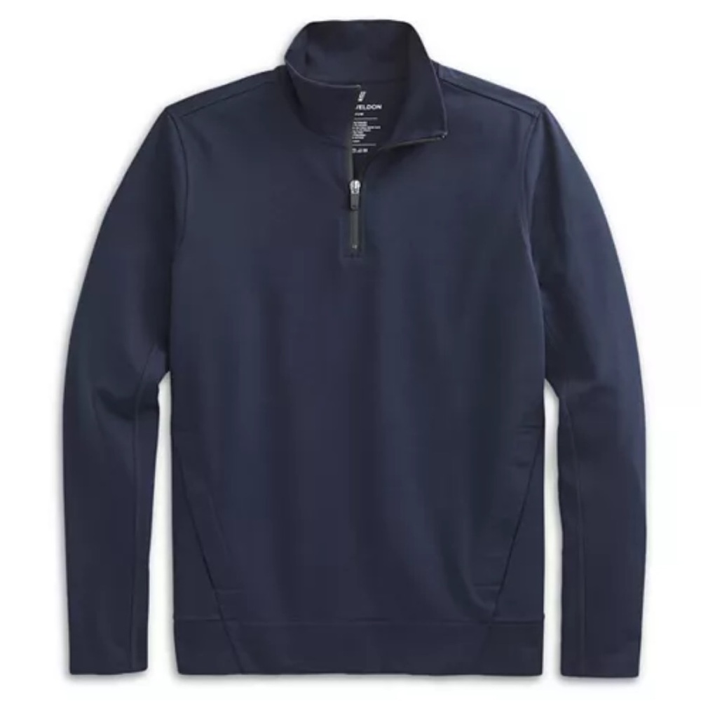 Mack Weldon "Atlas" Quarter 1/4 Zip Pullover Front Zip Pockets Black Performance